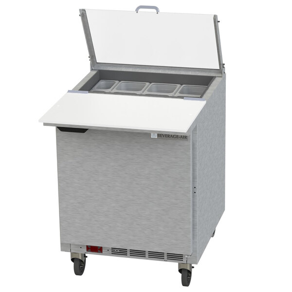 Beverage-Air SPE27HC-C-CL Elite 27" 1 Door Refrigerated Sandwich Prep Table with 17" Deep Cutting Board and Clear Lid