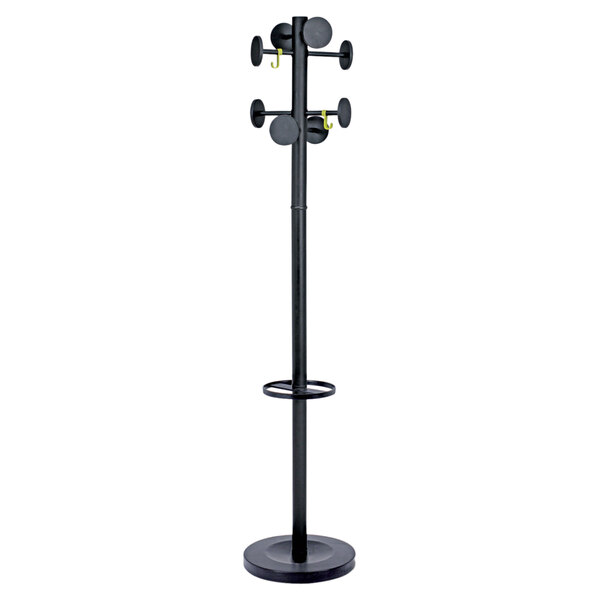 Alba PMSTAN3N 70" Black Steel Coat Rack with Umbrella Holder