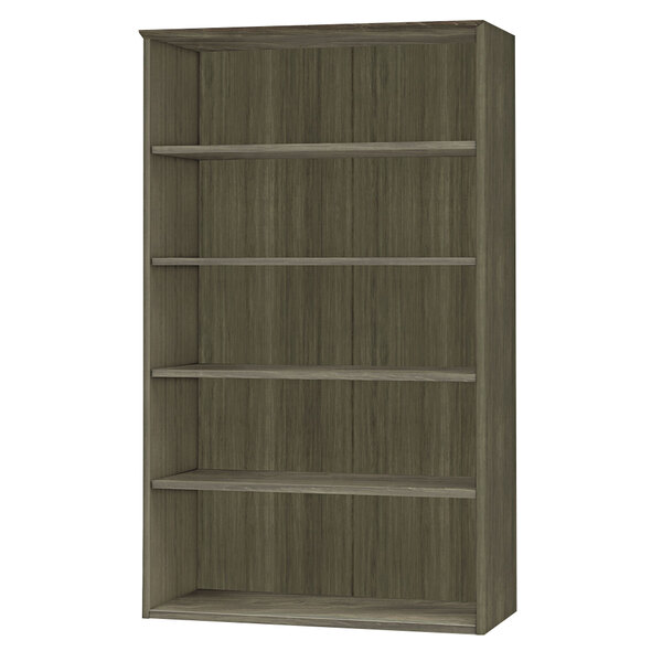 A Safco Medina gray steel laminate 5-shelf bookcase.