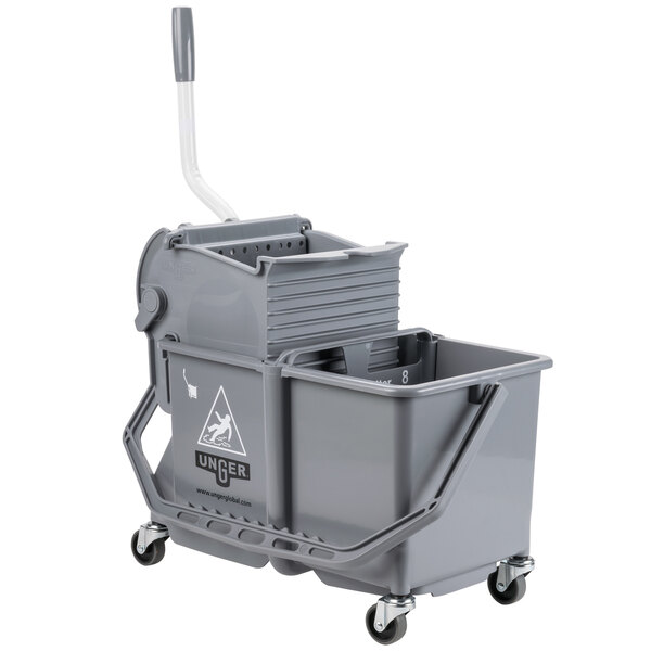 Unger COMSG 4 Gallon Gray Mop Bucket with SidePress Wringer