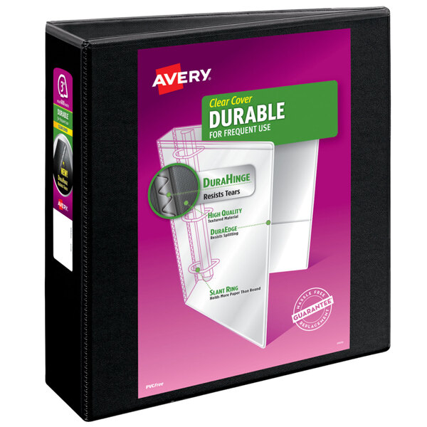 Avery® 09700 DuraHinge Black View Binder with 3" Non-Locking One Touch EZD Rings