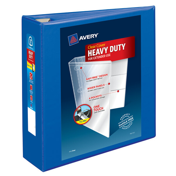 Avery® 79811 Pacific Blue Heavy-Duty View Binder with 3" Locking One Touch EZD Rings