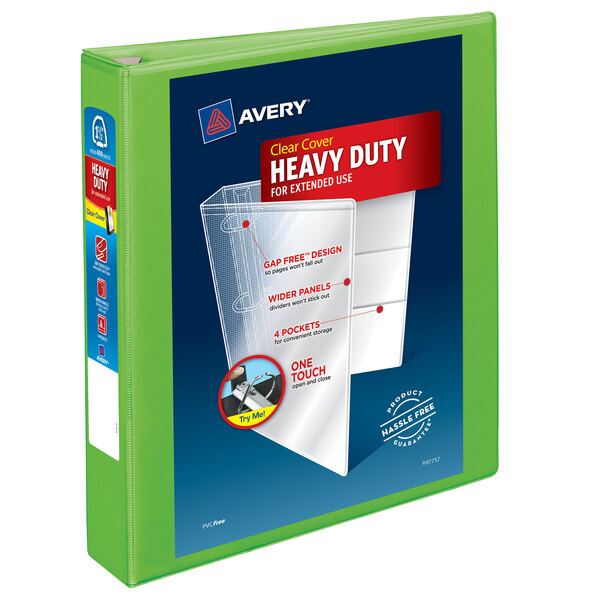 Avery® 79773 Chartreuse Heavy-Duty View Binder with 1 1/2" Locking One Touch EZD Rings
