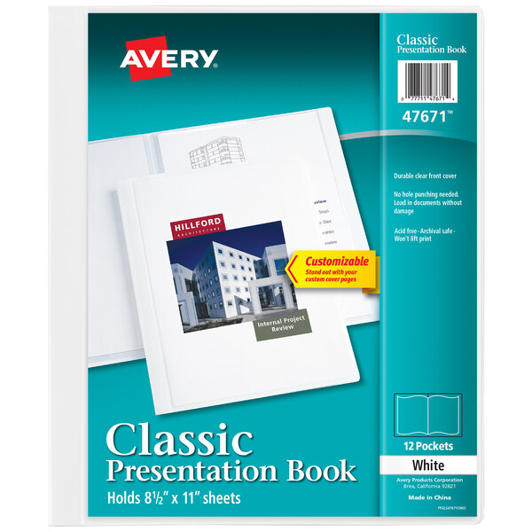Avery® 11" x 8 1/2" White Classic Presentation Book