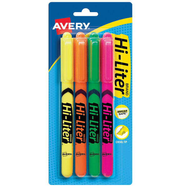 A package of Avery Hi-Liter pens in assorted colors.