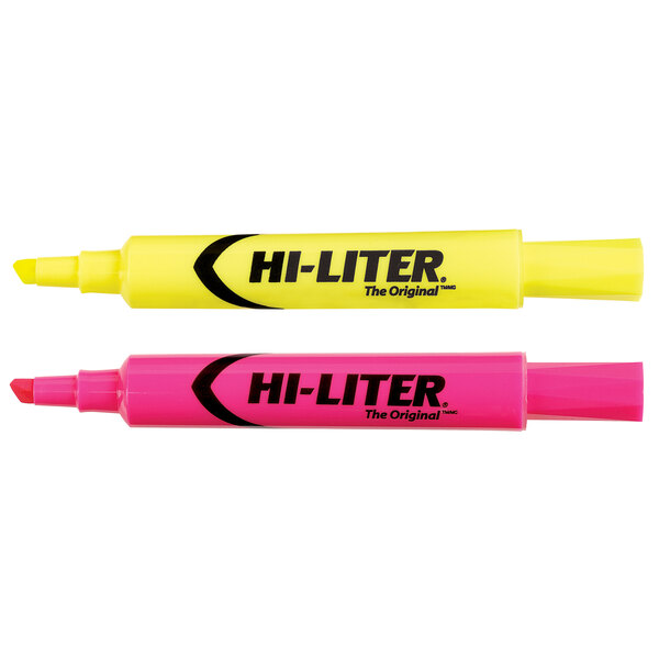 Desk Style Yellow and Pink Pack of 24 Highlighters Avery Hi-Liter 98189 