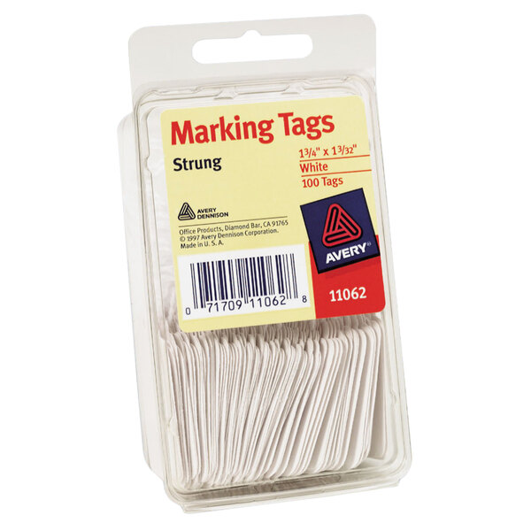 Avery® 11062 1 3/4" x 1 3/32" White Strung Marking Tag - 100/Pack