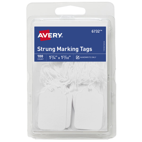 Avery® 6732 1 3/4" x 1 3/32" White Strung Marking Tag - 100/Pack