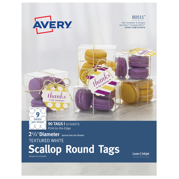 Avery® 80511 2 1/2" White Textured Scallop Edge Printable Round Tag ...