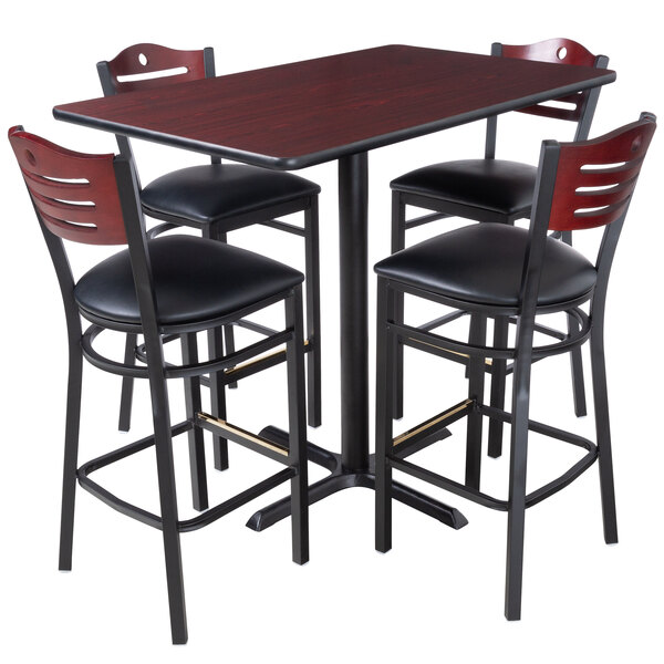 Set Of 4 Retro Bar Stool Height Chairs - Black Polypropylene, 66cm - For Kitchen Or Cafe