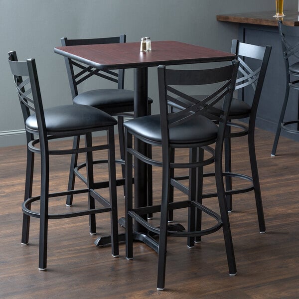 Dining Set With Black Cross Back Chair, Black Bar Height Dining Chairs