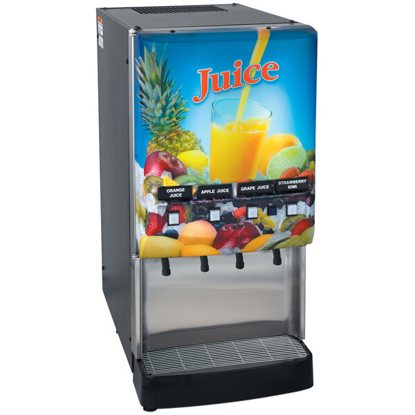 Bunn 37300.0006 JDF-4S LD 4 Flavor Cold Beverage Juice Dispenser with Lit Door and Cold Water Tap
