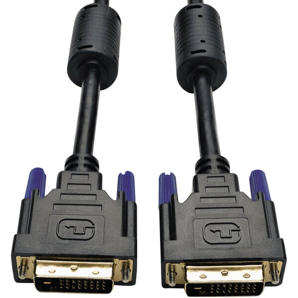 A black Tripp Lite DVI Dual Link cable with two male connectors.
