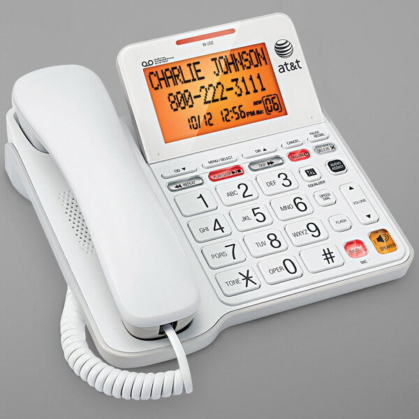 AT&T CL4940 White 1 Line Corded Speakerphone with Digital Answering