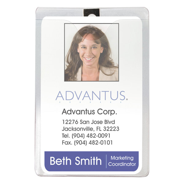 Clear 3" X 4" 50 / Pack Advantus 75457 Id Badge Holder With Clip Vinyl 