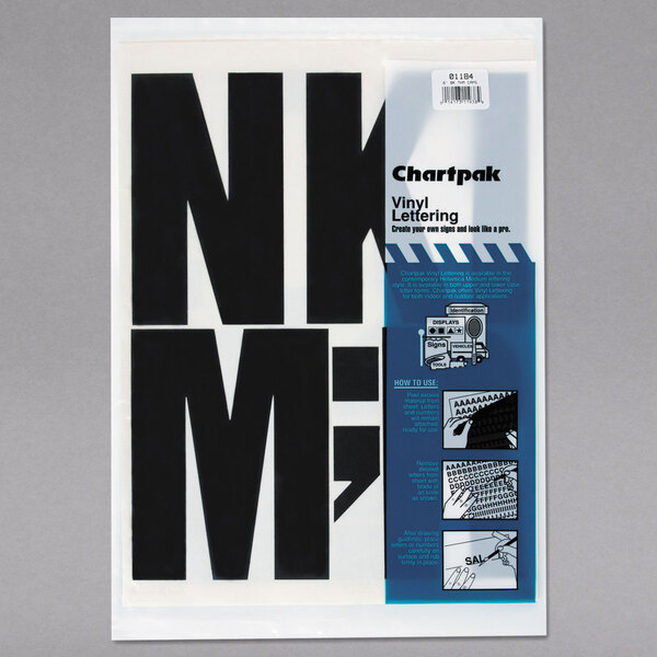 Chartpak 01184 Black Adhesive 6" Vinyl Helvetica Letters - 38/Pack