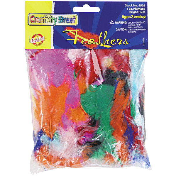 A bag of Creativity Street bright hues feathers.