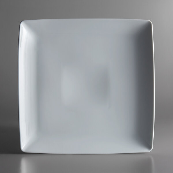 A white square Oneida Fusion porcelain plate with a square edge.