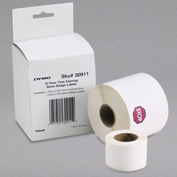 DYMO 30911 2 1/4" x 4" Visitor Management Time-Expiring Self-Adhesive Name Badge 250-Label Roll - 250/Roll