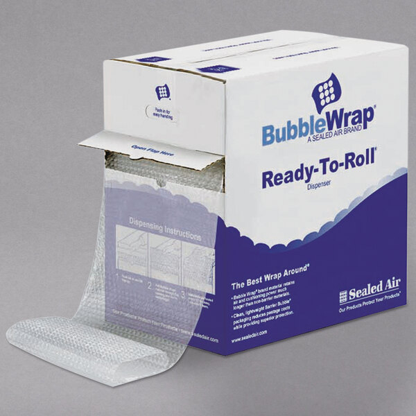 A box with Sealed Air bubble wrap ready to roll.