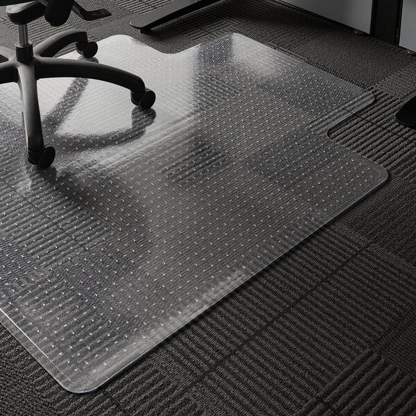 ES Robbins 122183 EverLife 53" x 45" Clear Vinyl Lipped Crystal Edge Medium Pile Carpet Chair Mat with AnchorBar Backing