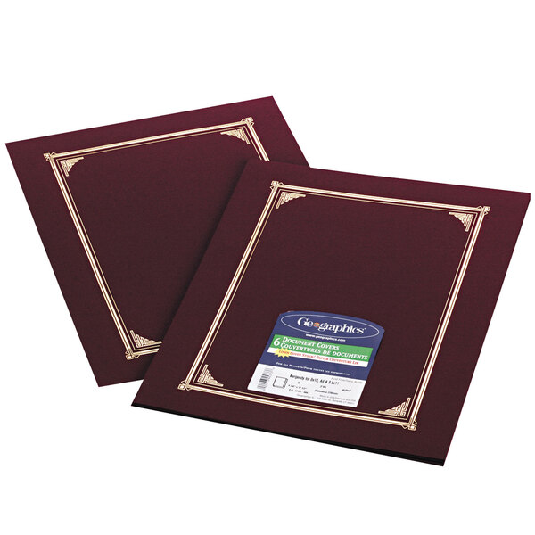 Geographics 45333 9 3/4" x 12 1/2" Burgundy Document Cover   - 6/Pack