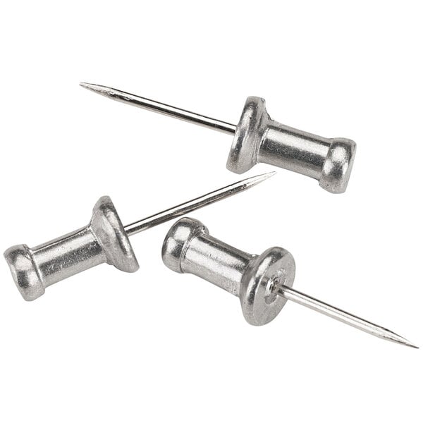 A group of silver GEM push pins.