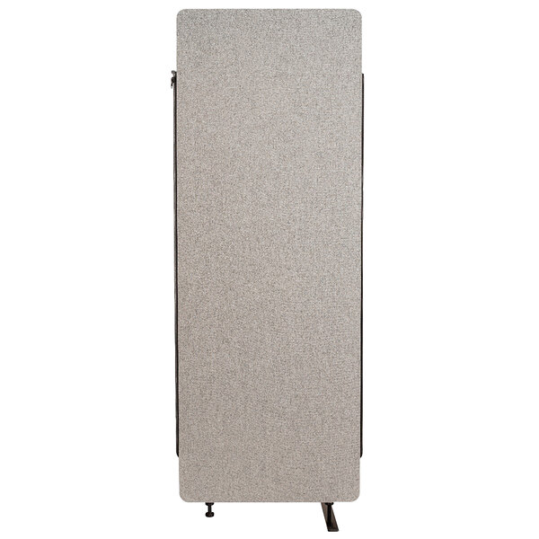 A Luxor Reclaim misty gray room divider expansion panel with a black metal frame.