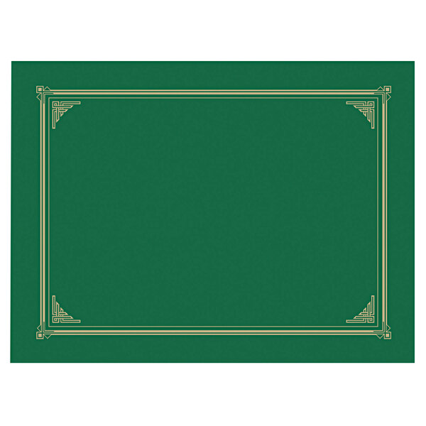 Geographics 47399 12 1/2" x 9 3/4" Green Classic Linen Certificate / Document Cover   - 6/Pack