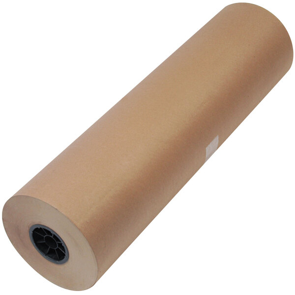 A roll of brown paper with a black circle.