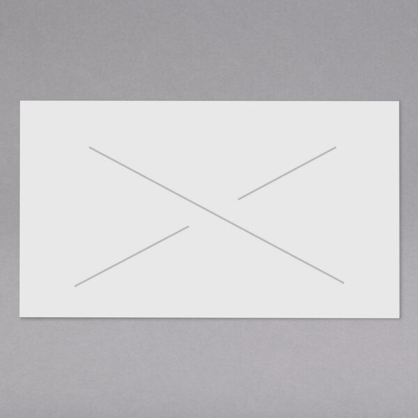 A white rectangular piece of paper with black lines and x marks.
