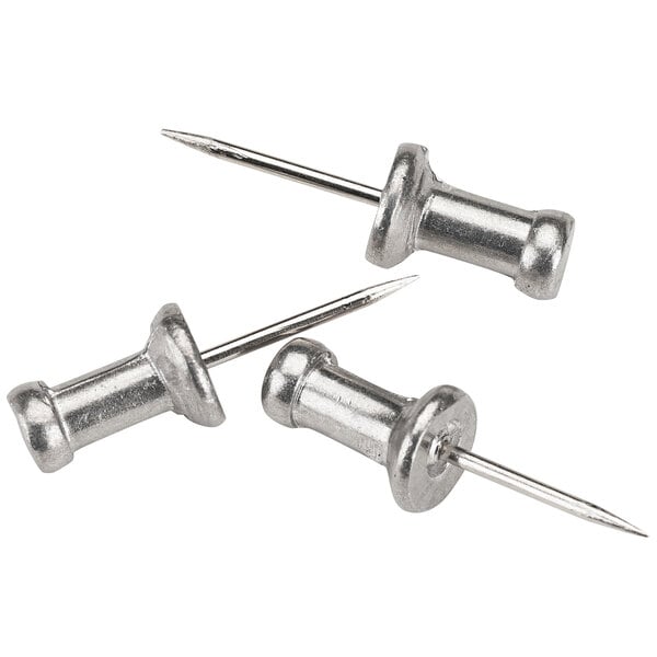 A group of silver GEM aluminum head push pins.