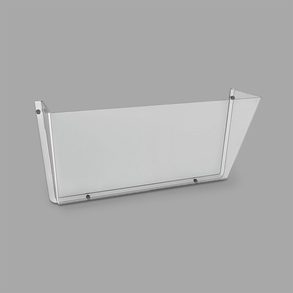 A clear plastic wall mounted Deflecto DocuPocket.