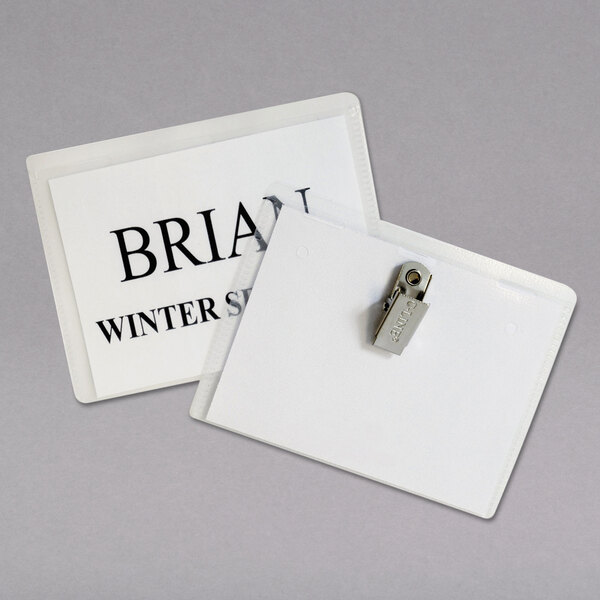 CLine Products 95596 4" x 3" Clear Top Load ClipOn Name Badge Holder