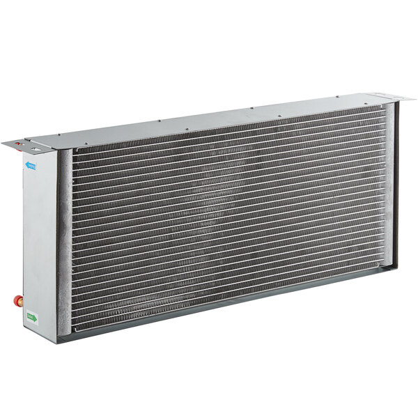 A close-up of the Avantco condenser coil for air curtain merchandisers.