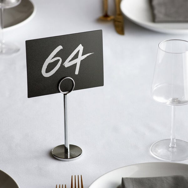12 PACK 8" Stainless Steel Silver Menu Number Place Card Holder Restaurant Table 