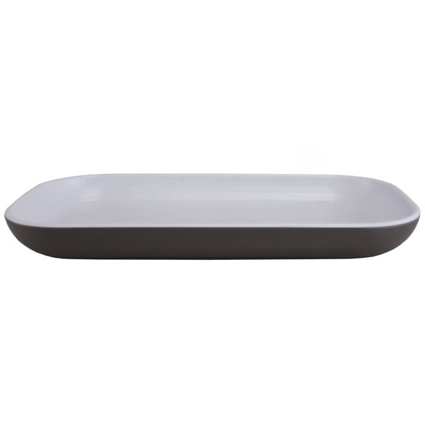 A white rectangular Elite Global Solutions Kona platter with rounded edges.