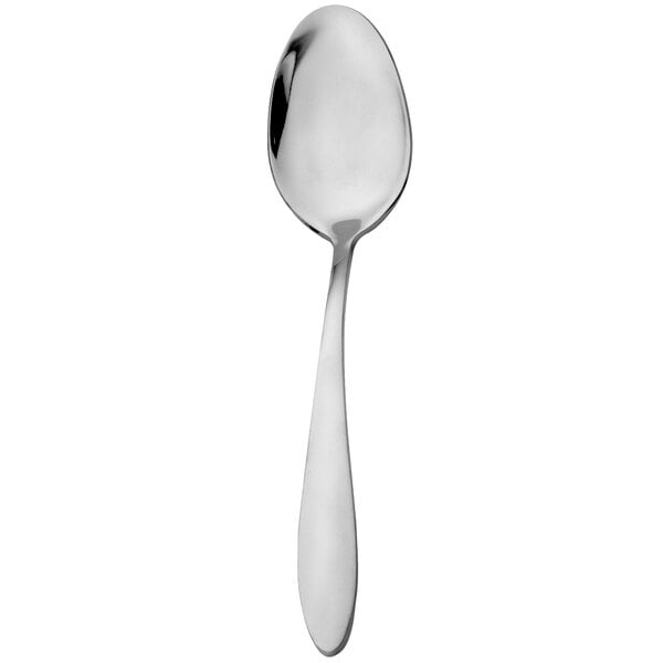 A close-up of a Walco stainless steel tea spoon with a silver handle.
