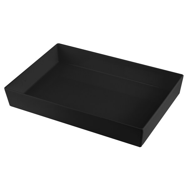 A black rectangular Tablecraft bowl with straight sides.