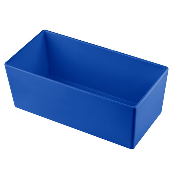 A cobalt blue rectangular Tablecraft bowl.