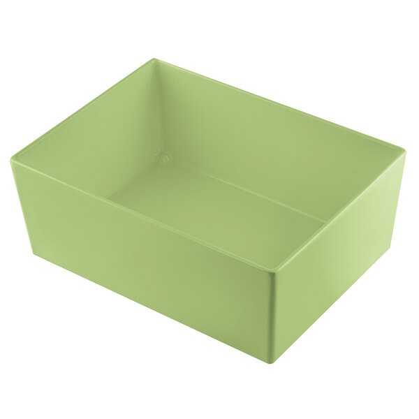 A green rectangular Tablecraft Modern Mint cast aluminum bowl.