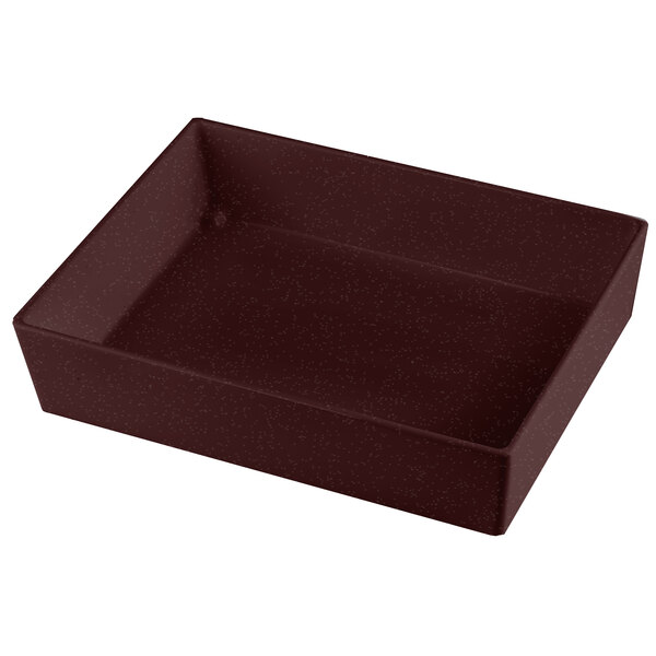 A rectangular brown Tablecraft bowl with a white background.