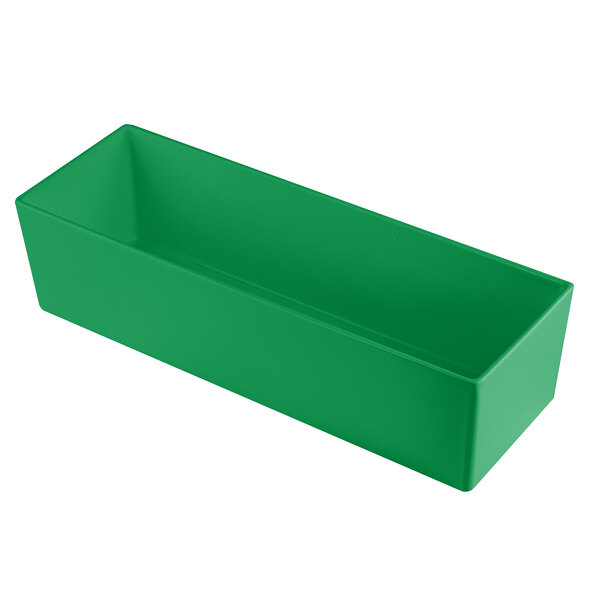 A green rectangular Tablecraft bowl.