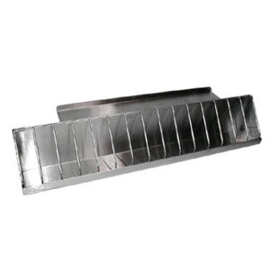 An APW Wyott metal bun slide tray with holes and a handle.