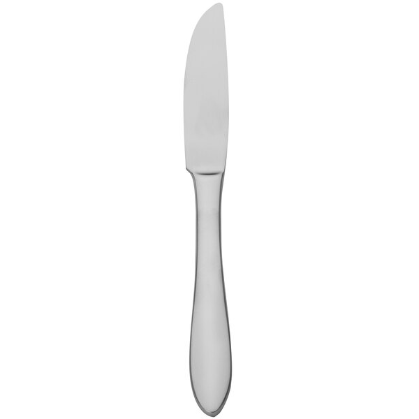 A Walco stainless steel dinner knife with a white handle.