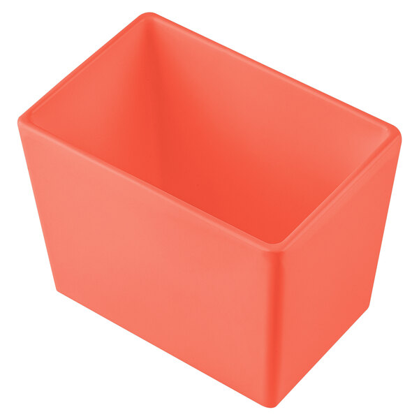 A Tablecraft Simple Solutions cast aluminum deep straight sided bowl in sunset orange.