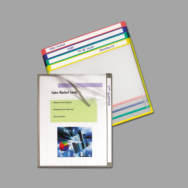 A set of C-Line letter size folders in assorted colors with labels.
