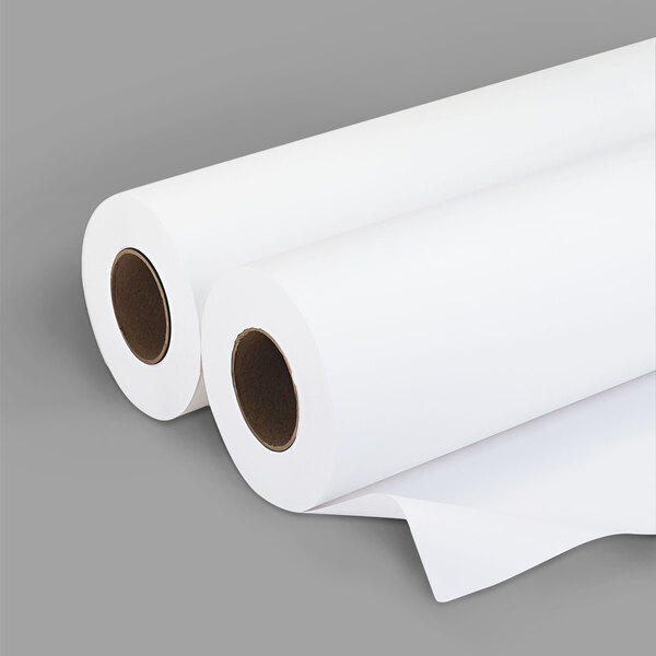 Two white Iconex wide-format paper rolls.