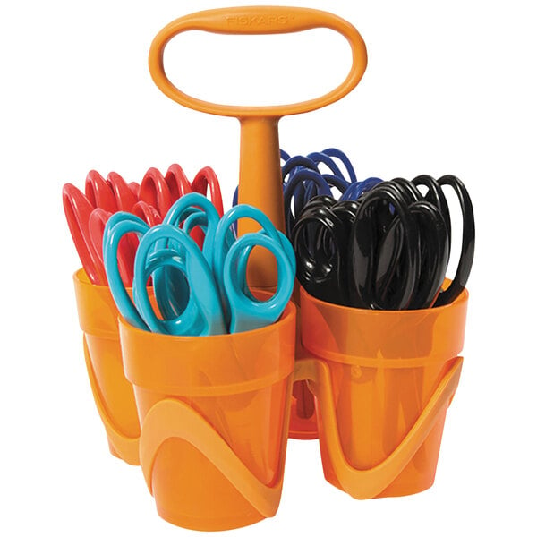 Fiskars 1234667097J 5 Stainless Steel Blunt Tip Kids Scissors in Assorted  Colors with Carrying Caddy - 24/Set