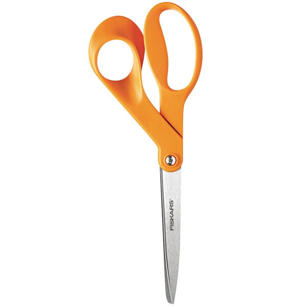Fiskars 1945101052 8 Stainless Steel Pointed Tip Office Scissors with  Right-Handed Orange Bent Handle